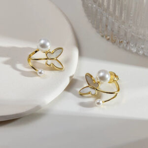 Luxury Enamel Butterfly Earring Pearl Detachable Earrings