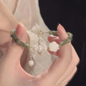 Enacolor Summer New Lily of The Valley Camellia Bamboo Bracelet for Women Ins Girl Accessories