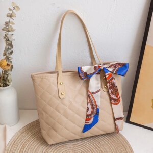 Large capacity Lingge embroidered bag, trendy scarf tote bag, best-selling single shoulder bucket bag in Southeast Asia