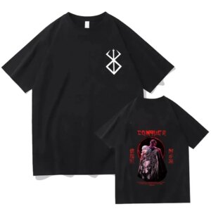 Hip Hop Streetwear Men T-shirts Anime Berserk Guts Print T Shirt 100% Cotton Breathable Tees Unisex Oversized Casual Y2K Clothes