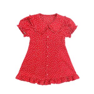 Print Dot Toddler Dress Lapel Kids Jumpsuits Dresses Children Clothing Summmer Casual Toddler Shorts Skirt Children Clothes 1-7Y