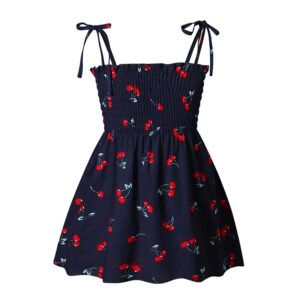 Toddler Baby Girl Casual Dresses Summer Baby Girls Cherry Print Sling Dress Kids Sleeveless Straps Cute Floral Princess Sundress