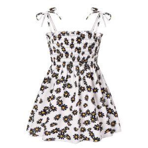 Girls Dress Summer Small Daisy Floral Printed Sleeveless Sling Sweet Dress Suspender Skirt Dress Kids 3 to 7 Years old