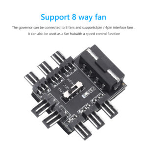 Cooler Cooling Fan Hub PC 1 to 8 3Pin 12V Splitter Power Socket PCB Adapter 3 Level Speed Controller support 3Pin 4Pin Cooler