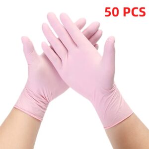 Pink Disposable Nitrile Gloves Latex Powder Free for Kitchen Household Cleaning Dishwashing Garden Work Beauty Salon Tatoo Glove