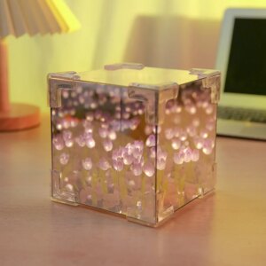 Luz LED de noche para decoración de dormitorio, lámpara de espejo 3D con diseño de flores, mar, Nube y tulipán, ideal para rega
