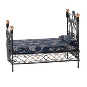Miniature Bedroom Metal Bed With Mattress Black