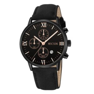 1pc Black Quartz Watch Men Roman Dial Watch Fashion Round Date Quartz Watch For Sports