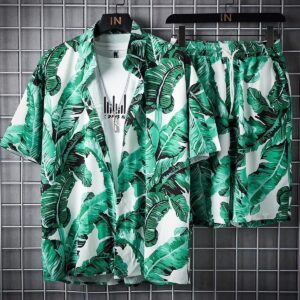 Beach Clothes For Men 2 Piece Set Quick Dry Hawaiian Shirt and Shorts Set Men Fashion Clothing Printing Casual Outfits Summer