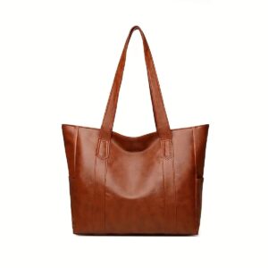 Vintage Large Capacity Tote Bag, Retro Vegan Shoulder Bag, Women’s Casual Handbag For Commute