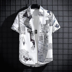 Men’s Printed Shirt Seaside Vacation Casual Top Large Size Oversized Beach Clothing