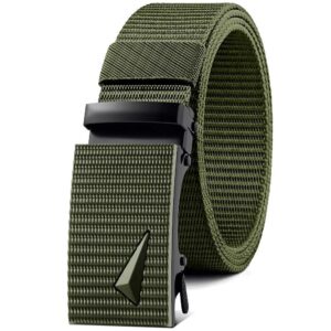 Men’s Belt Automatic Metal Buckle Imitation Nylon Webbing Outdoor Work Belt Toothless Automatic Buckle Casual Sports Canvas Belt