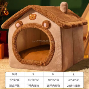 Foldable Pet House Removable Puppy Nest Washable Cat House Soft Pet Sleepping Bed For Extra Small Dogs and Small and Medium Cat