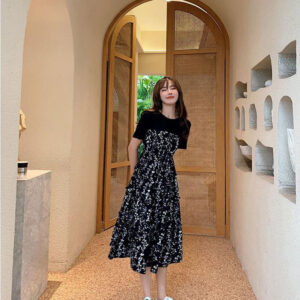 Women’s Summer Dress Mid-Length Floral Printed Boho Casual Daily Chiffon Dress