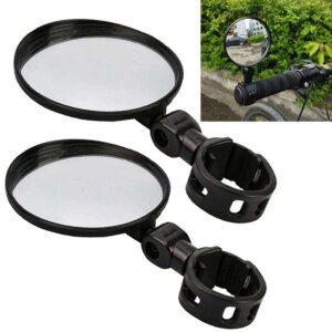 2pcs Adjustable Rotate Bicycle Auxiliary Rearview Mirror Handlebar Mount Wide-Angle Convex Cycling Rear View Mirrors Accessories