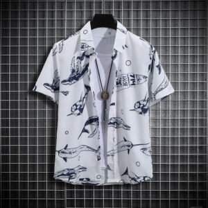 【14 colors】Men’s Tropical Short Sleeve Printed Shirt Unisex Casual Tops