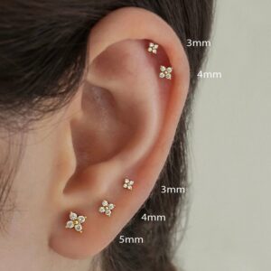 Dainty Flower Stud Earrings for Women Piercing Cartilage Ear Ring Cute Zircon Gold Color Women’s Aesthetic Jewelry Gift KCE038