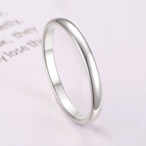 Vnox 2mm Thin Rings For Women Girl Solid Stainless Steel Minimalist Ring Set Elegant Party Tail Ring Extra Small Size #3- #10