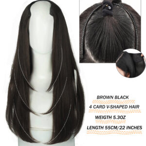 Synthetic Long Straight Hair Extensions 22 Inch Clip In Hair Extension V Shape Heat Resistant Hairpieces Hair Clips Hair Accesso
