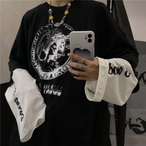 T-shirt for men 2023 autumn Anime Long sleeve Print y2k t shirts harajuku Men tee top streewear casual Hip-pop Oversized t-shirt