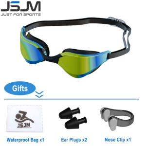 JSJM Professional Adult Anti-Fog Swimming Goggles Men Women With HD Wide-Angle Lens Waterproof Adjustable Silicone Swim Glasses