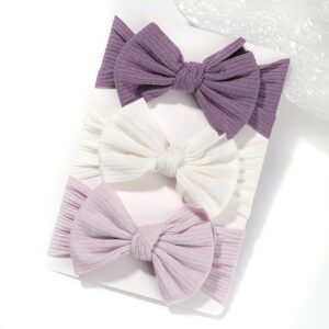 3Pcs/Lot Baby Girls Headbands Elastic Soft Nylon For Newborn Handmade Knit Headband Bow Turban Infant Hair Accessories Headwear
