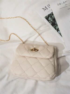 New Fashion Diamond Plaid Chain Bag Chic Versatile Solid Color One Shoulder Bag Crossbody Small Package