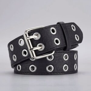 1pc Women’s Belt Trend Simple Double Hole Men Belt Punk Hip Hop Rock Style Subculture Y2K Belt Punch Free Belt for Men and Women