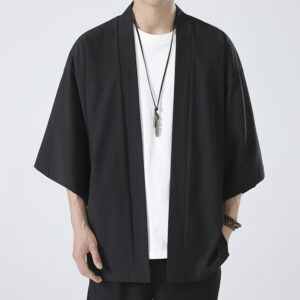 Kimono Men Cloak Kimono Para Hombre Black Coat White Cloak Beach Shirt Summer Haori Men Unisex Samurai Clothing Japanese Men