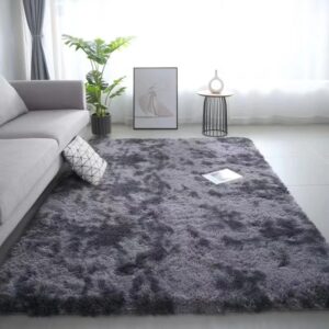 VIKAMA Silk Wool Rugs Children’s Room Living Room Bedroom Tie-Dye Non-Slip Washable Machine Washable Carpet Mats