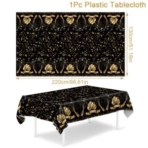 Black Gold Disposable Tablecloth Birthday Party Decoration for Men Women 18 30 40 50 Years Old Table Cover Party Supplies