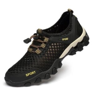 Summer Men’s Mesh Sports Shoes Fashion Mountaineering Breathable Lightweight Anti Slip Shoes Outdoor Travel Running Casual Shoes