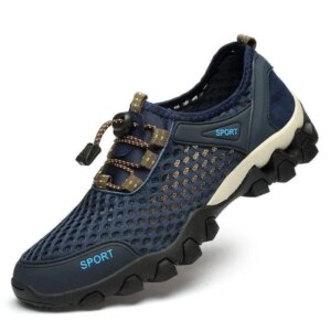 Summer Men’s Mesh Sports Shoes Fashion Mountaineering Breathable Lightweight Anti Slip Shoes Outdoor Travel Running Casual Shoes