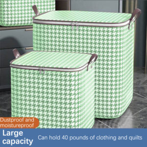 Fabric Storage Boxes With Lids Houndstooth Clothes Quilt Bins Container Organizers With Handle For Bedroom Closet