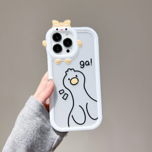Cute Duck Line Painted Case For IPhone 14 12 11 13 Pro Max X XR XS Max 7 8 Plus SE 2020 2022 6s iphone11 Shockproof Cover Funda