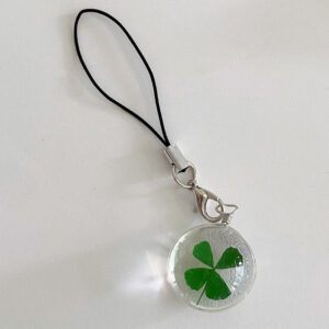 Green Lucky Four Leaf Clover Keychain Lucky Clover Phone Lanyard Glass Pendant Keyring Accessories Gifts