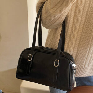 PU Leather Fashion Sling Bag Large Capacity Women Small Handbag Solid Color Stylish Underarm Bags Adjustable Strap Messenger Bag