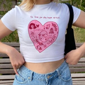 Women Aesthetic Trendy Crop Top Shirt Taylor August Crop Top Y2k Trendy Baby Tee Y2k Clothes Harajuku Tops