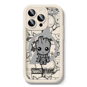 Case For iPhone 15 11 14 13 Pro Max 12 MINI XR X XS Plus Shockproof Soft Cover Marvel cute groot