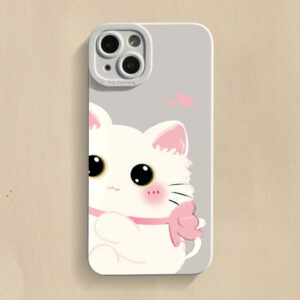 Cute Cat Silicone Phone Case For iPhone 11 12 13 14 15 Pro Max XS X XR 7 8 14 6 Plus SE 2020 Camera Lens Protection Cover