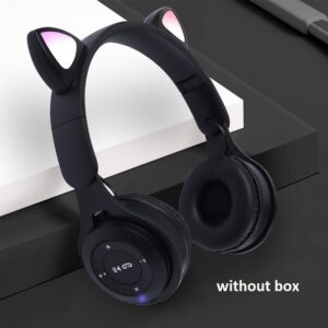 Flash Light Cute Cat Ear Headphone Bluetooth Wireless with Mic Control LED Kid Girl Stereo Music Helmet Phone Headset Girls Gift