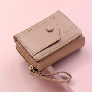 Four Seasons Women’s Short Wallet Zipper Tower Buckle Zero Wallet Girl Student Handheld Bag Solid Color Simple Versatile Fashion