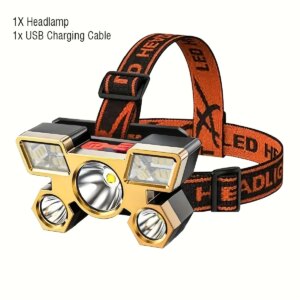 Five head strong light rechargeable fishing headlight – ultra bright long-distance lighting, portable