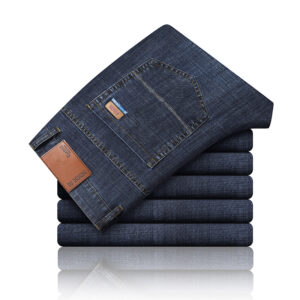 New Thin Denim Jeans Men’s Blue Straight Stretch Cotton Pants High Quality Business Casual Lightweight Pants Summer Autumn