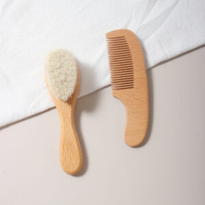 2pcs Baby Care Hair wool Brush Beech Wood Comb Newborn Massage Comb Baby Shower Gift set natural baby brush