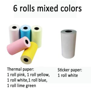 6 Roll 57*30mm Color Thermal Paper White Label Sticker Paper Colorful Photo Paper For PeriPage PAPERANG Mini Photo Printer