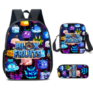 3PC-set ROBLOX Animation Cartoon Game Blox Fruits Cool High-end School Bag Backpack Shoulder Bag Pencil Case Backpack