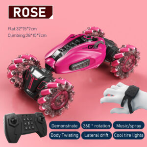 RC Stunt Car Remote Control Car Watch Hand Gestures 4WD 360┬░ Rotating Off-road Climbing Exhaust Blowtorch Music Toy For Children