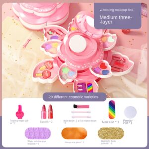 Children’s Makeup Box Rotating Opening Cosmetics Toys for Little Girls Princess Makeup Set To Enhance Creativity and Imagination