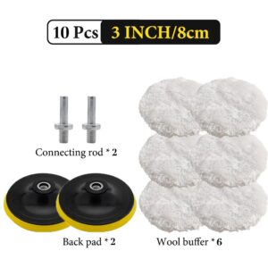 5Pcs 3Inch Car Polish Pad Circle Soft Wool Waxing Buffing Pads Kit Auto Body Beauty Detailing Cleaning Polisher Washing Tools